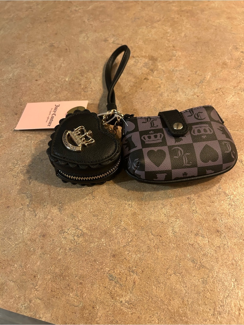 Juicy Couture Black & Purple Kids Wristlet Keychain Pouch Set